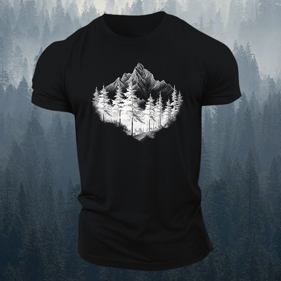 Mountain Adventure Printed Men's T-shirt-Forestso