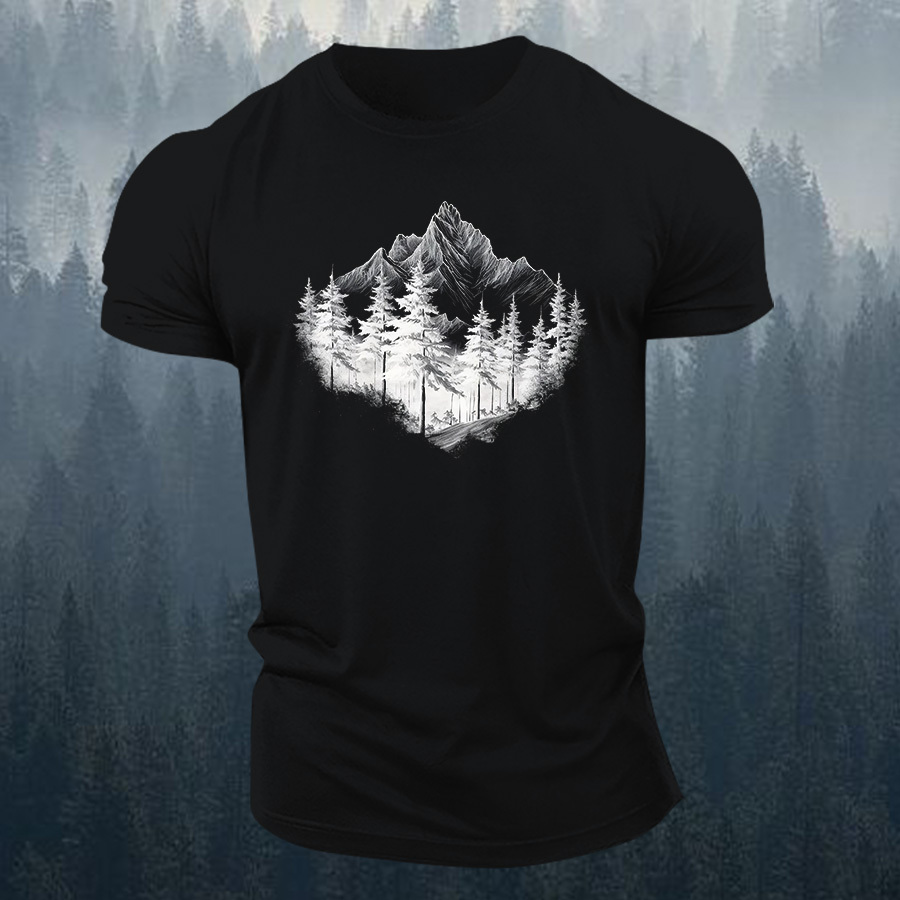 Mountain Adventure Printed Men's T-shirt-Forestso