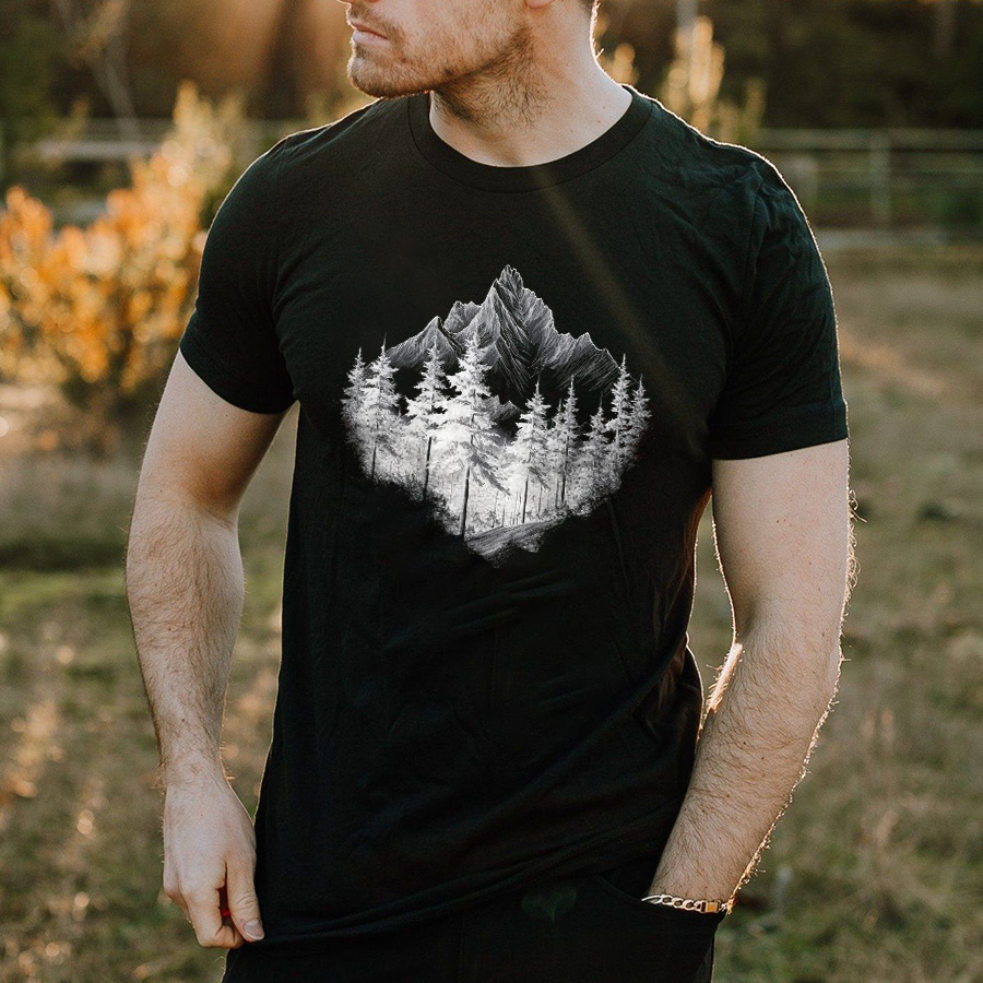 Mountain Adventure Printed Men's T-shirt-Forestso