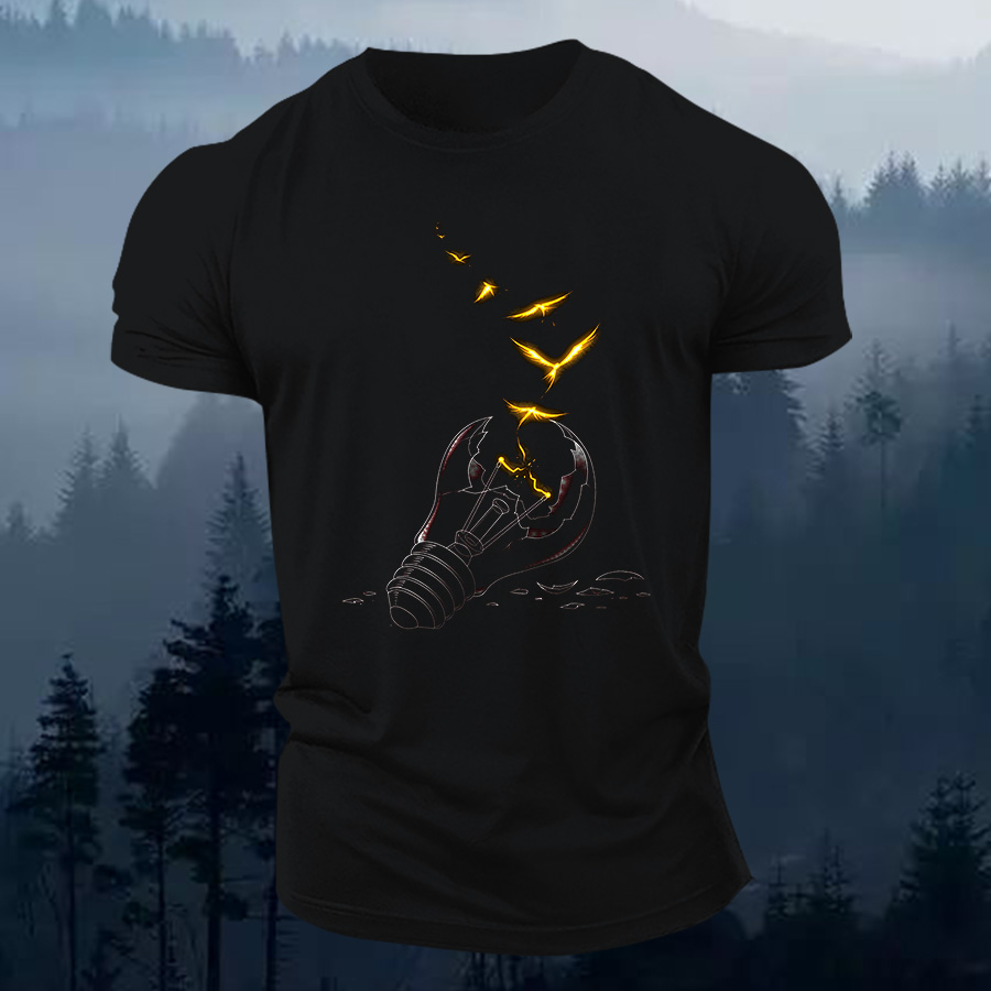 Freedom Light Bird Printed Men's T-shirt