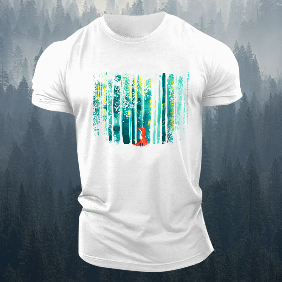 Forest Fox Printed Men's T-shirt-Forestso