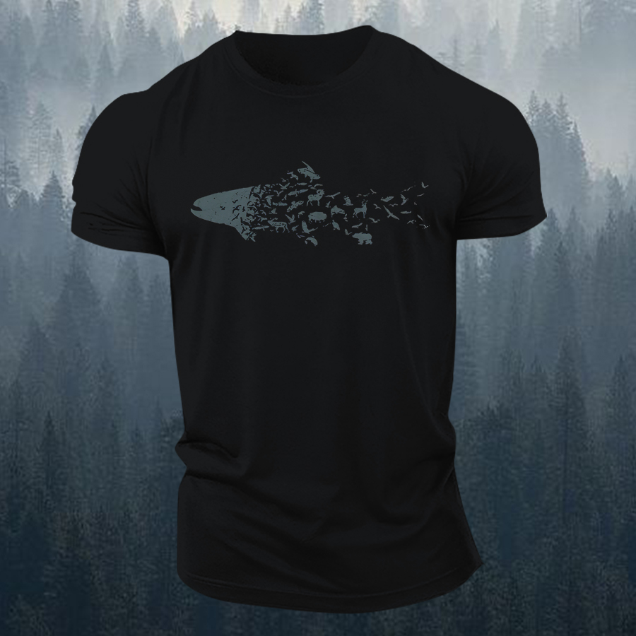 Nature Fishes Printed Men's T-shirt