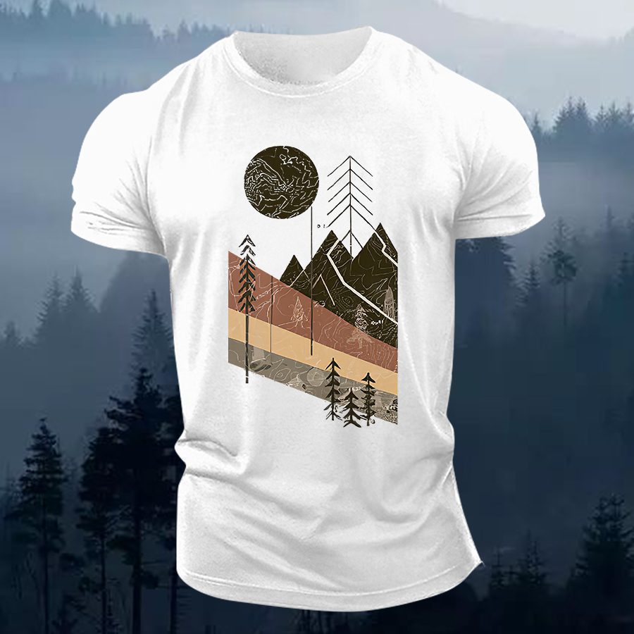 Mountain Hiking Printed Men's T-shirt
