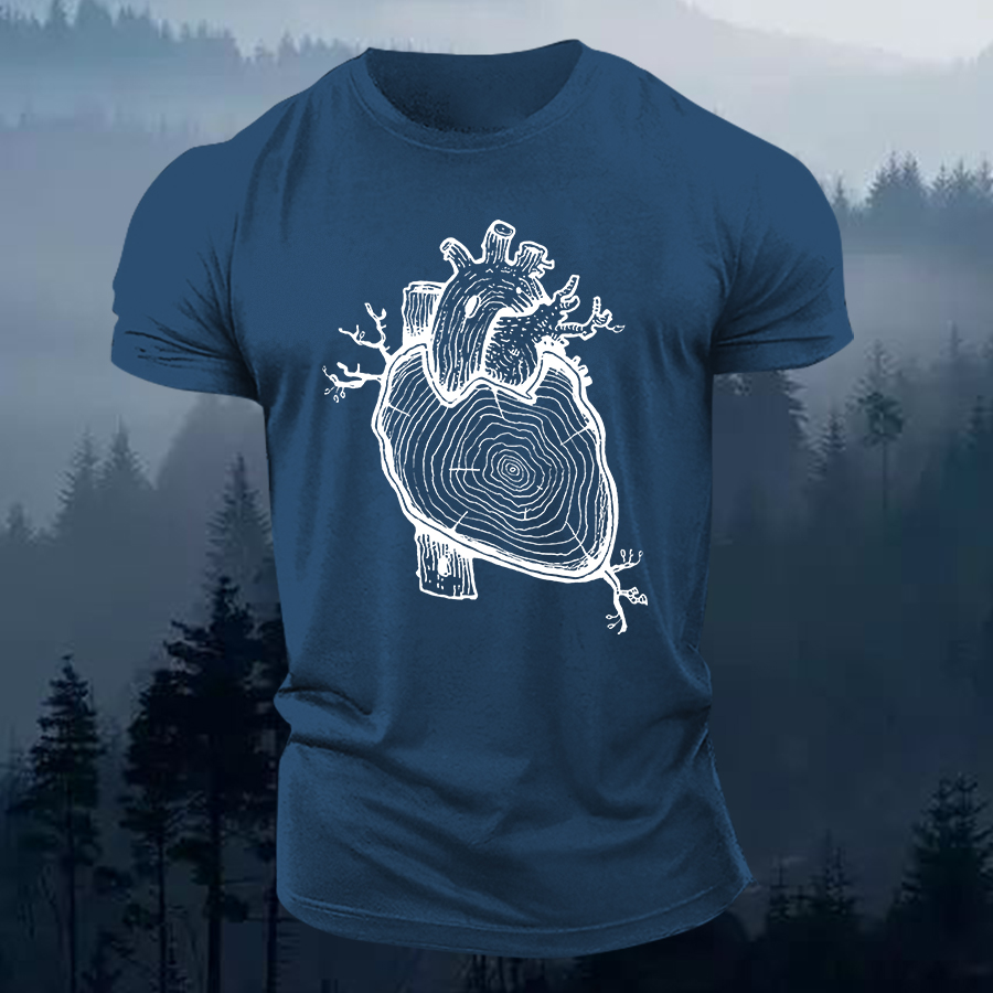 Wood Heart Printed Men's T-shirt