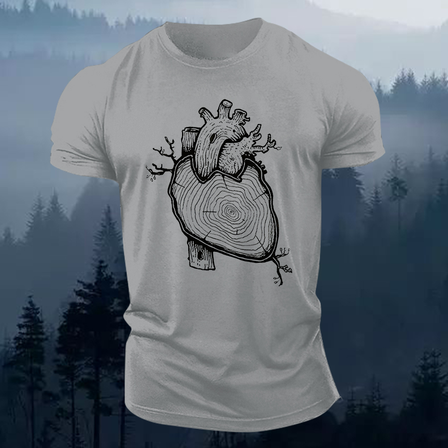 Wood Heart Printed Men's T-shirt