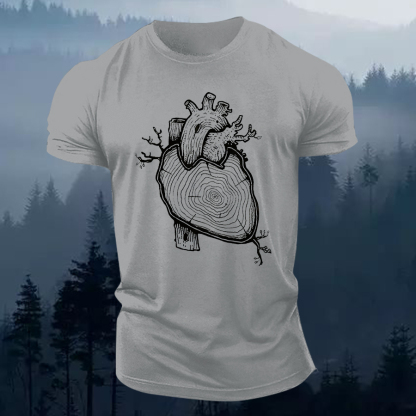Wood Heart Printed Men's T-shirt