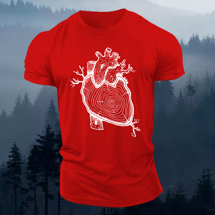 Wood Heart Printed Men's T-shirt