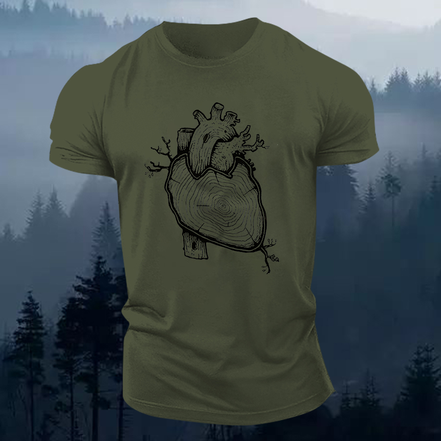 Wood Heart Printed Men's T-shirt
