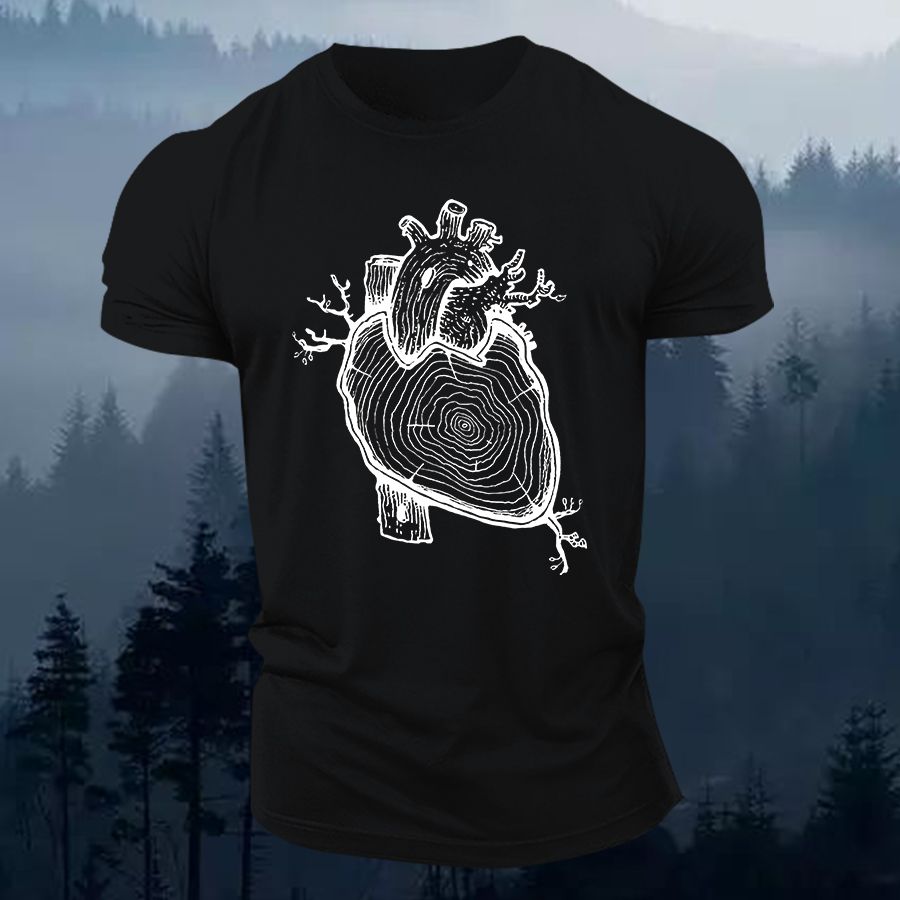 Wood Heart Printed Men's T-shirt