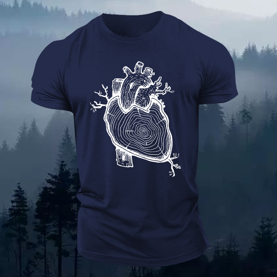 Wood Heart Printed Men's T-shirt
