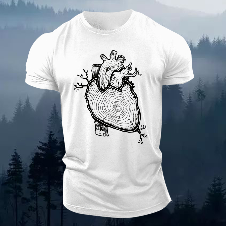 Wood Heart Printed Men's T-shirt