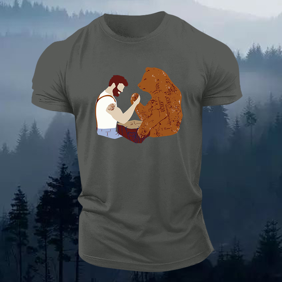 Funny Bear Printed Men's T-shirt-Forestso