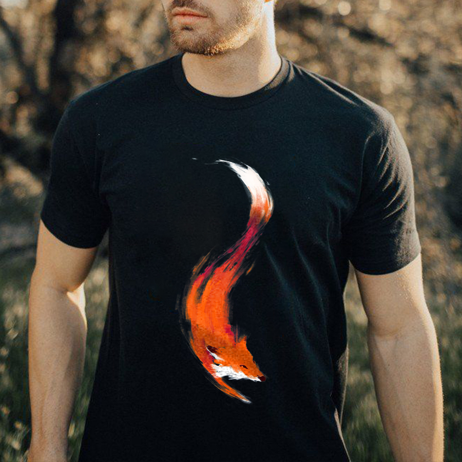 Orange-Red Fox Printed Men's T-shirt