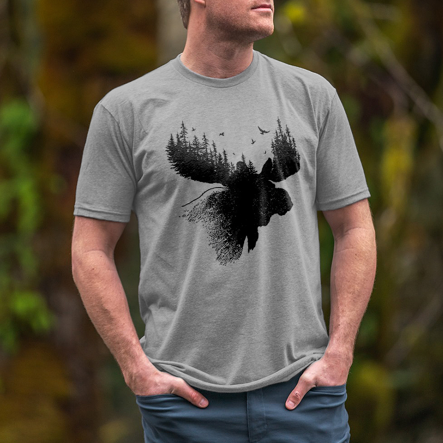 Forest Wild Moose Printed Men's T-shirt