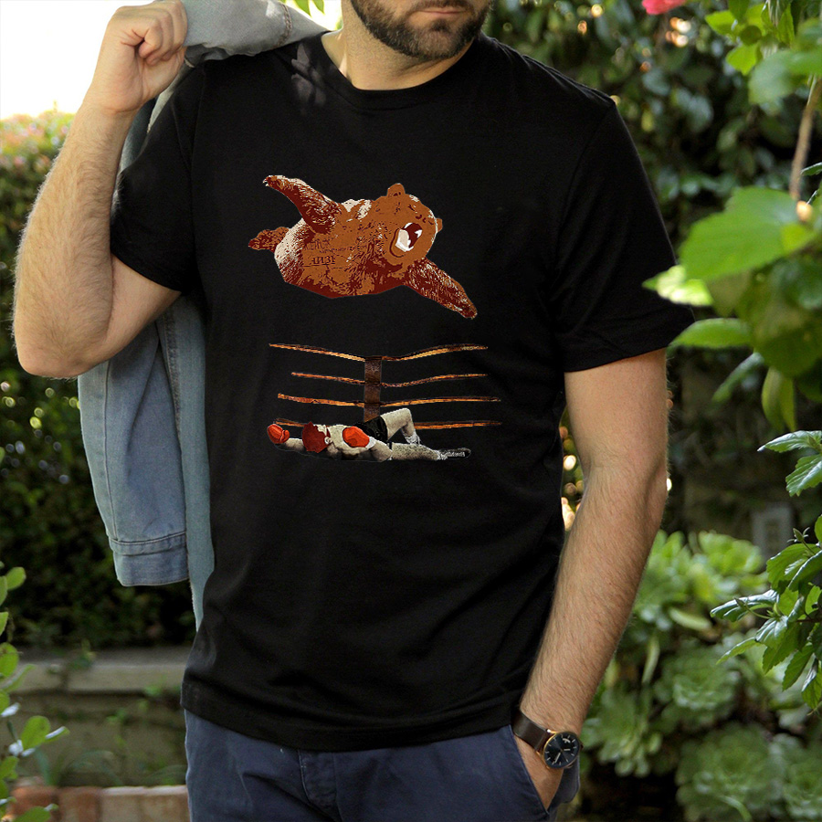 Bear Wrestling Printed Men's T-shirt-Forestso