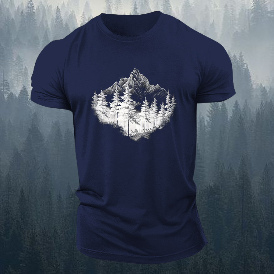 Mountain Adventure Printed Men's T-shirt-Forestso