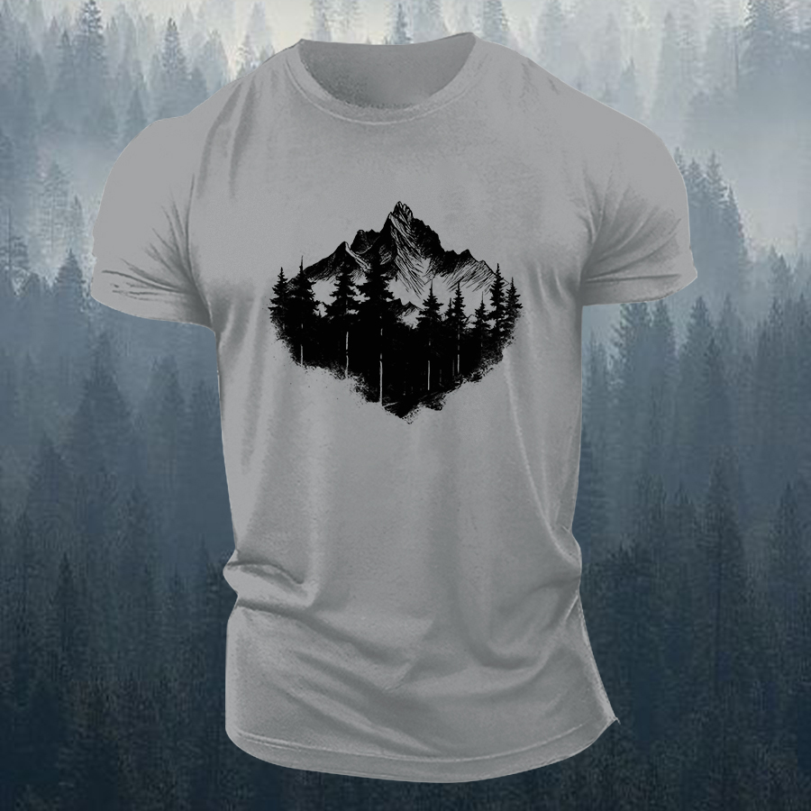 Mountain Adventure Printed Men's T-shirt-Forestso