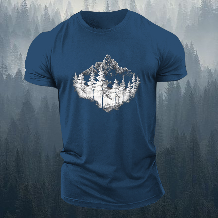 Mountain Adventure Printed Men's T-shirt-Forestso