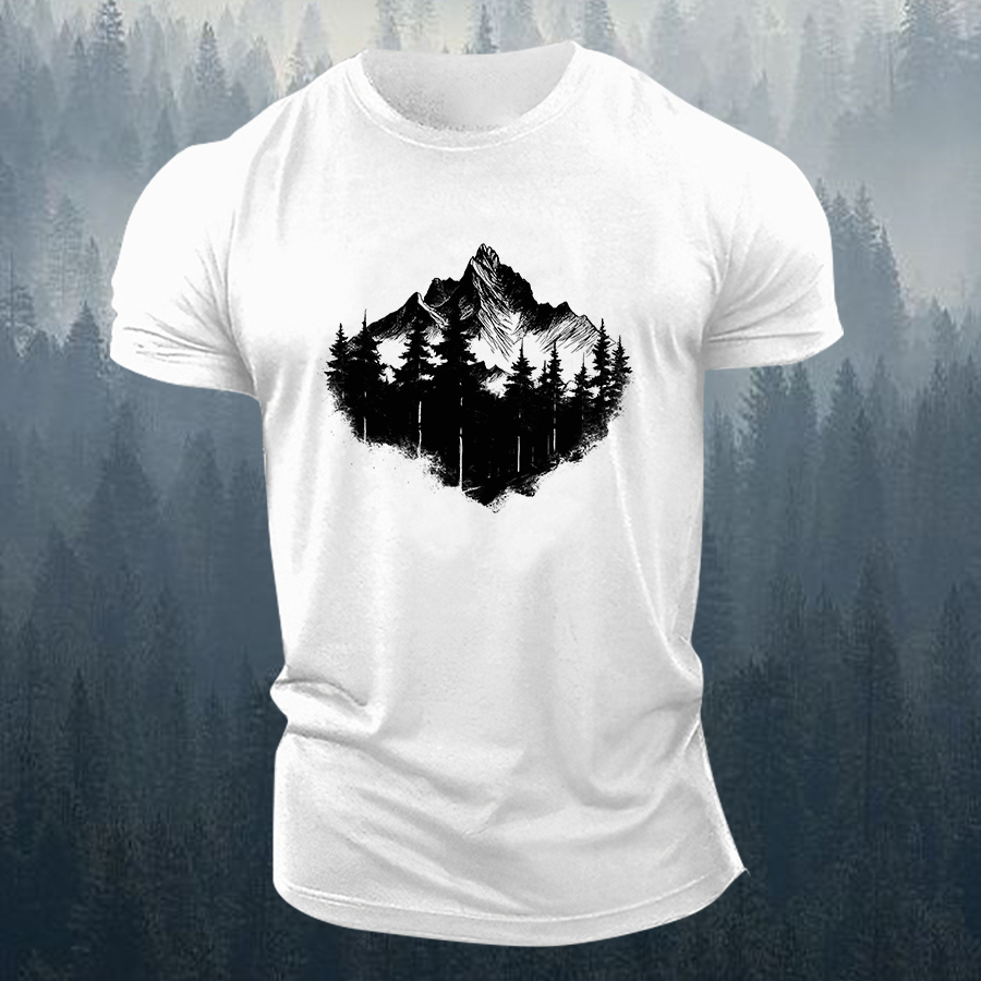 Mountain Adventure Printed Men's T-shirt-Forestso