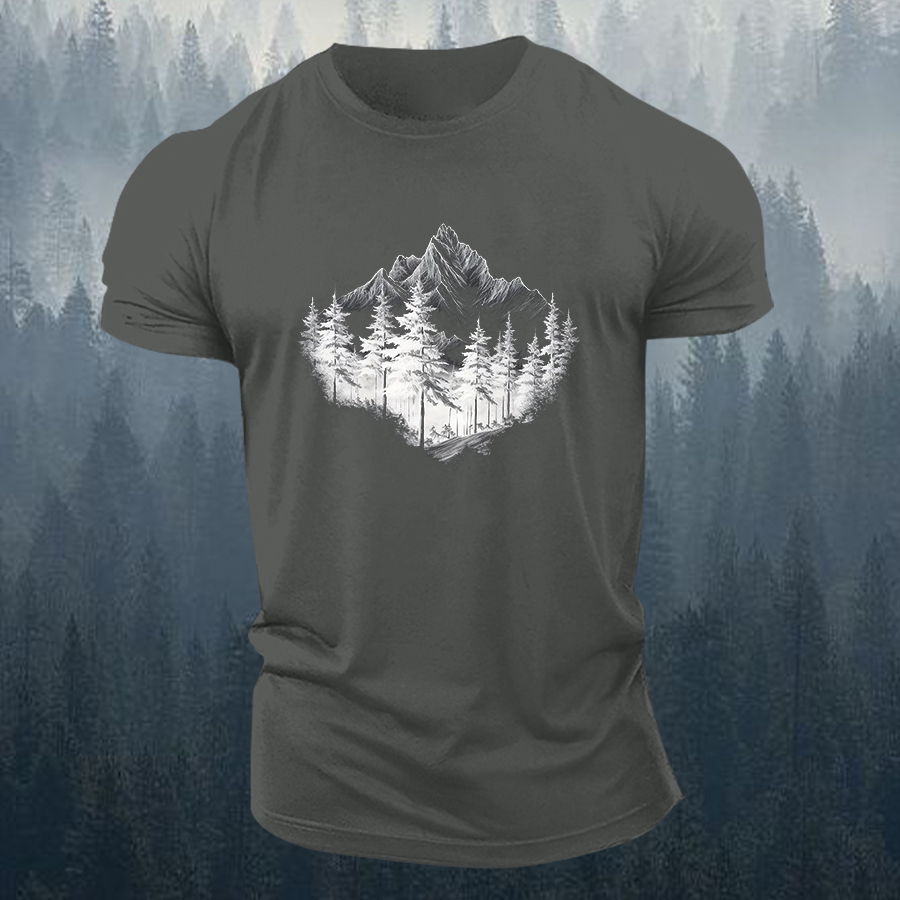 Mountain Adventure Printed Men's T-shirt-Forestso