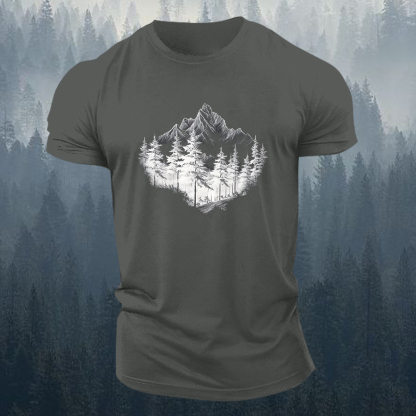 Mountain Adventure Printed Men's T-shirt-Forestso