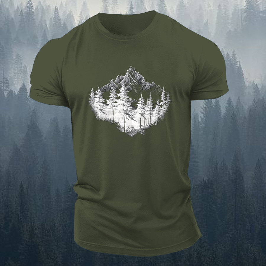 Mountain Adventure Printed Men's T-shirt-Forestso