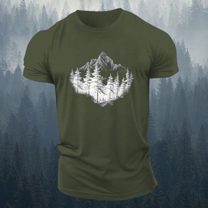 Mountain Adventure Printed Men's T-shirt-Forestso