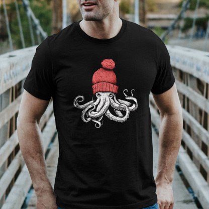 Octopus Chillin Printed Men's T-shirt-Forestso