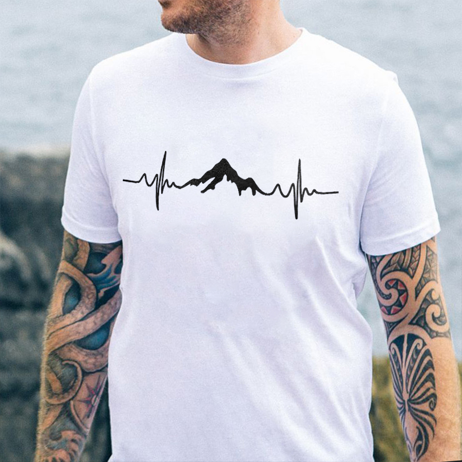 Mountain Heartbeat Printed Men's T-shirt-Forestso