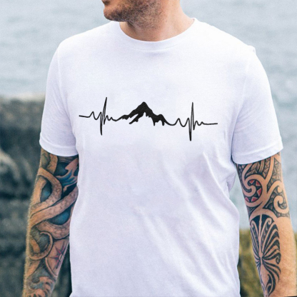 Mountain Heartbeat Printed Men's T-shirt-Forestso