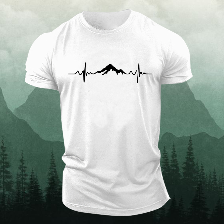 Mountain Heartbeat Printed Men's T-shirt-Forestso