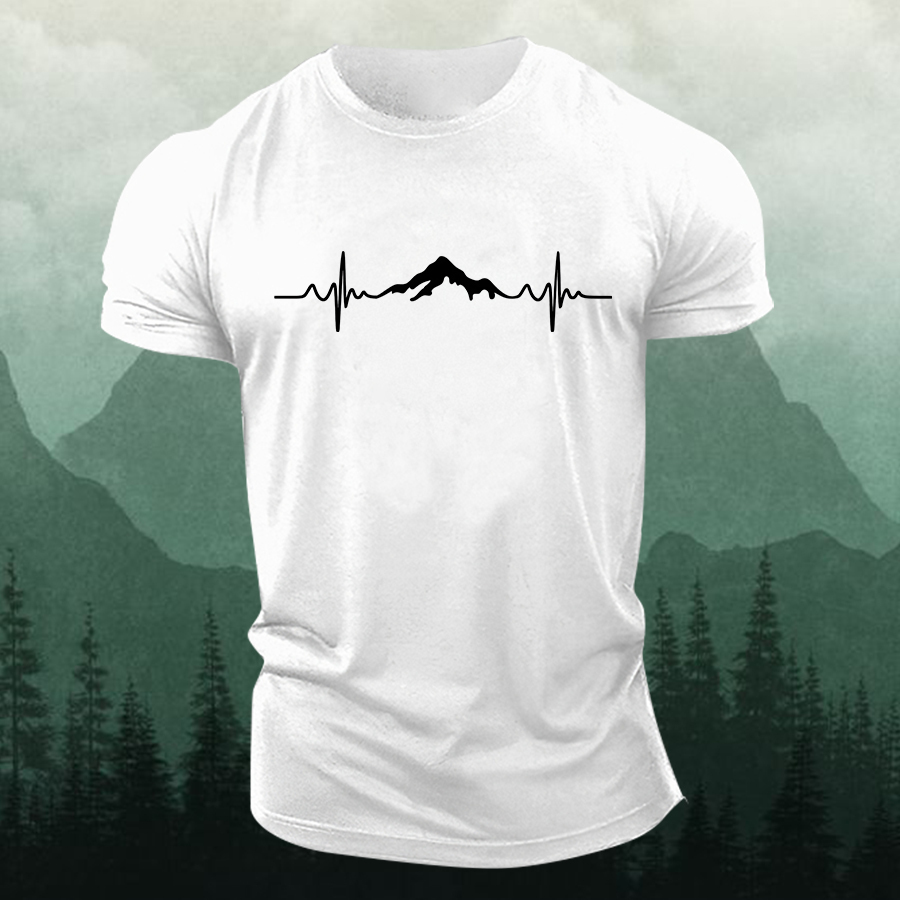 Mountain Heartbeat Printed Men's T-shirt-Forestso