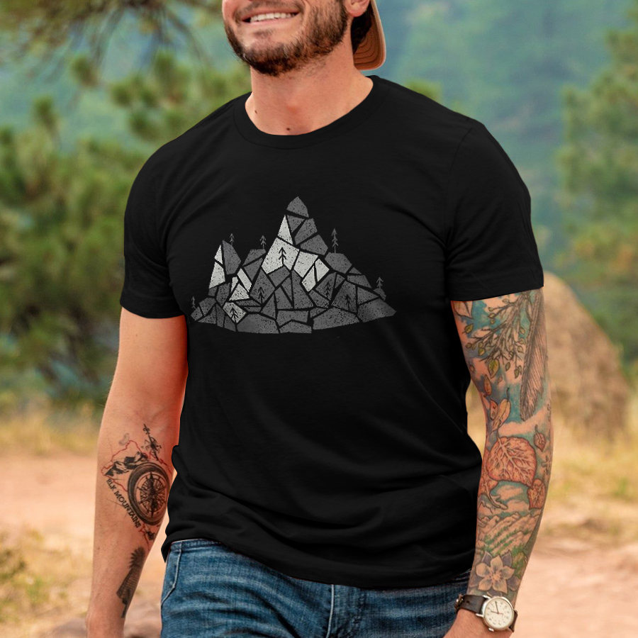 Outdoor Bouldering Printed Men's T-shirt-Forestso