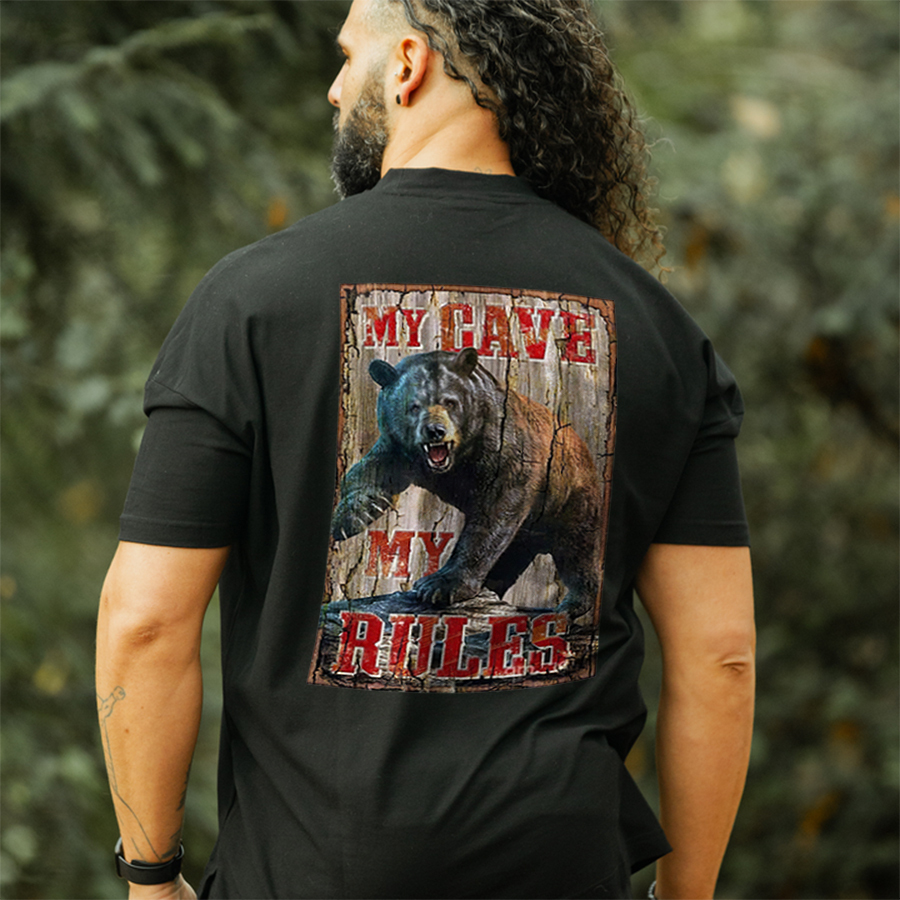 My Cave My Rules Printed Men's T-shirt-Forestso