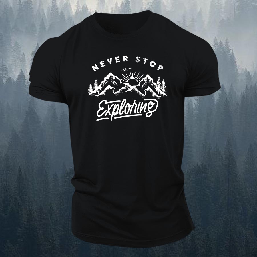 Never Stop Exploring Printed Men's T-shirt-Forestso