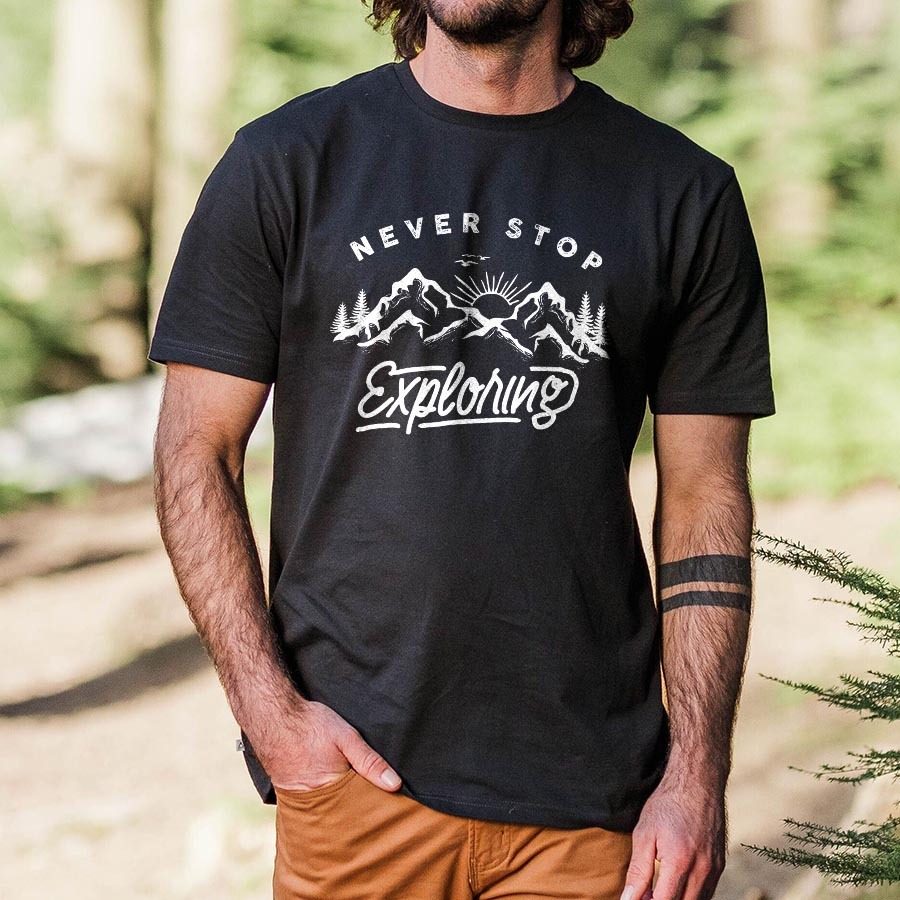 Never Stop Exploring Printed Men's T-shirt-Forestso