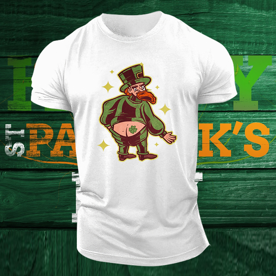 Funny Leprechaun, Happy St. Patrick's Day Printed Men's T-shirt-Forestso
