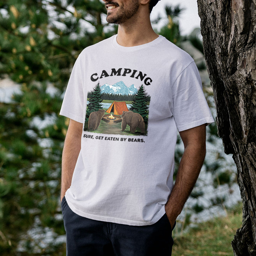 Camping Sure, Get Eaten By Bears Printed Men's T-shirt-Forestso