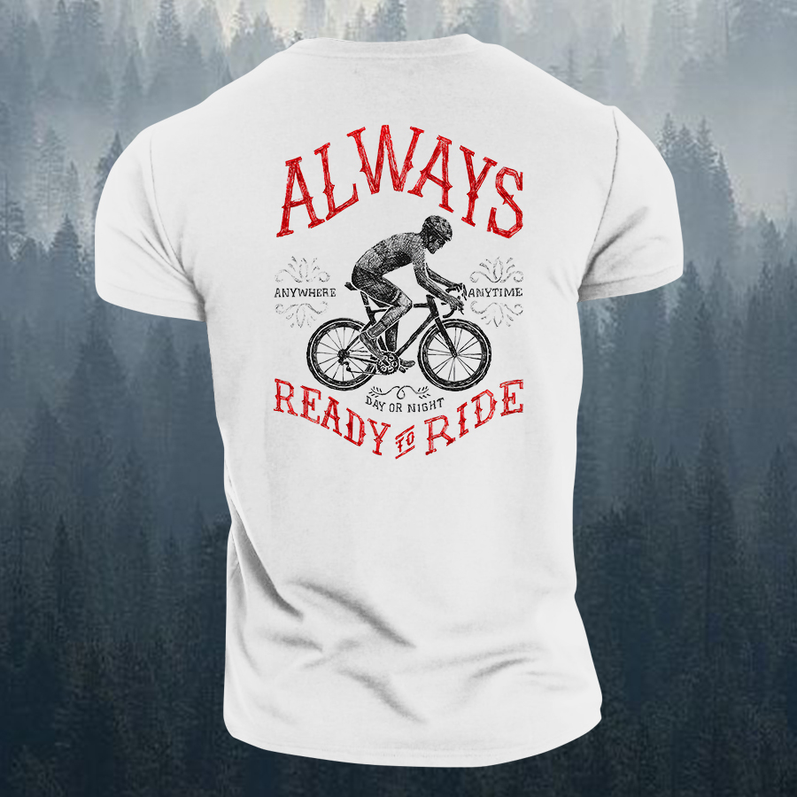 Always Ready To Ride Printed Men's T-shirt-Forestso