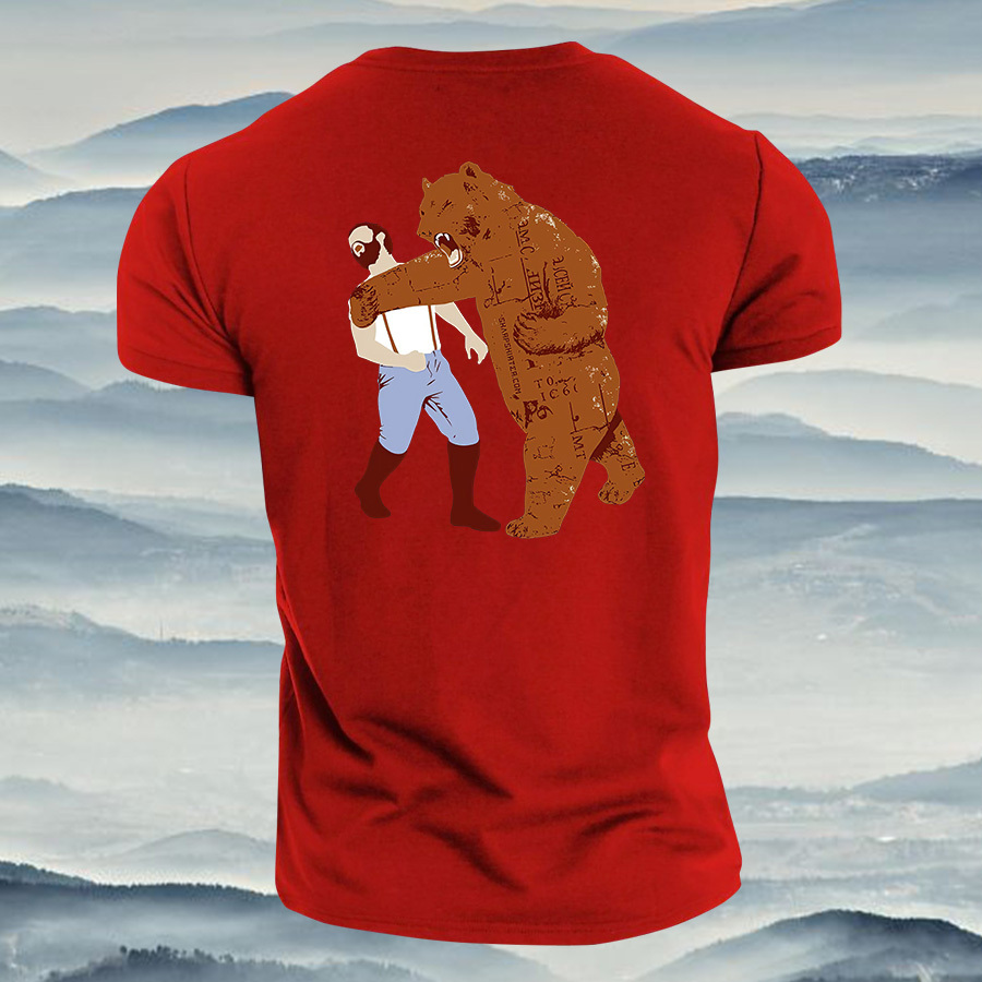 Bear Punch Graphic Printed Men's T-shirt
