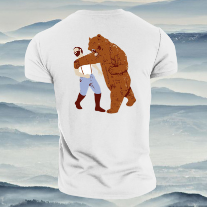 Bear Punch Graphic Printed Men's T-shirt