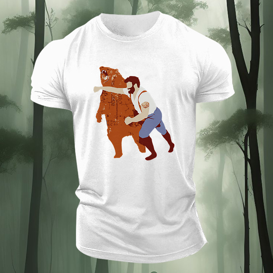 Bear Punch Graphic Printed Men's T-shirt