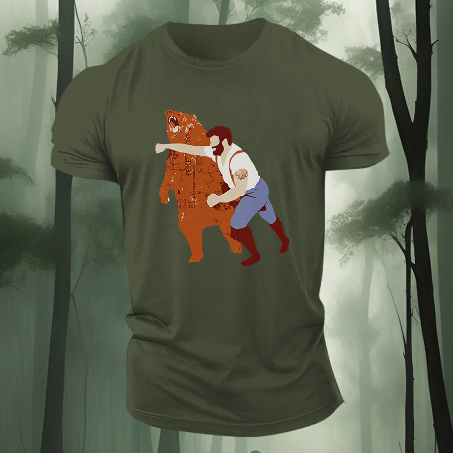 Bear Punch Graphic Printed Men's T-shirt