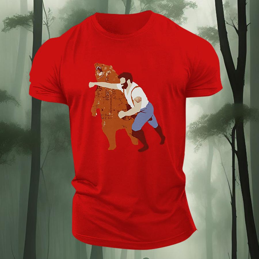 Bear Punch Graphic Printed Men's T-shirt