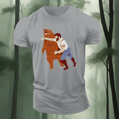 Bear Punch Graphic Printed Men's T-shirt