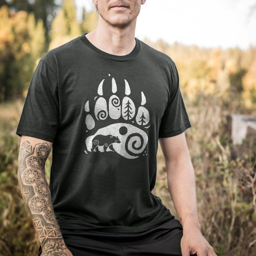 Bear Scratch Printed Men's T-shirt Image - 1