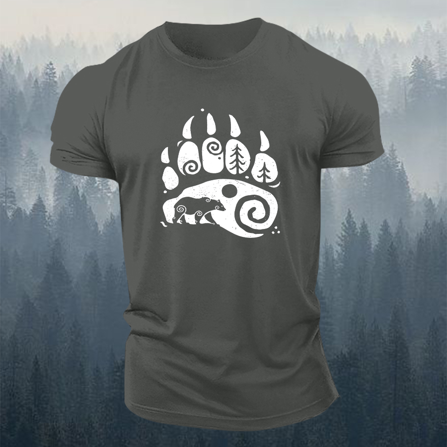 Bear Scratch Printed Men's T-shirt Image - 2