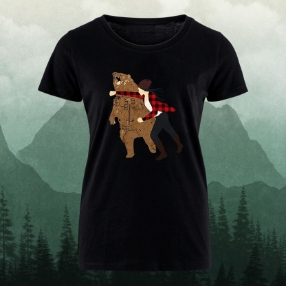 Funny Bear Punch Printed Women's T-shirt