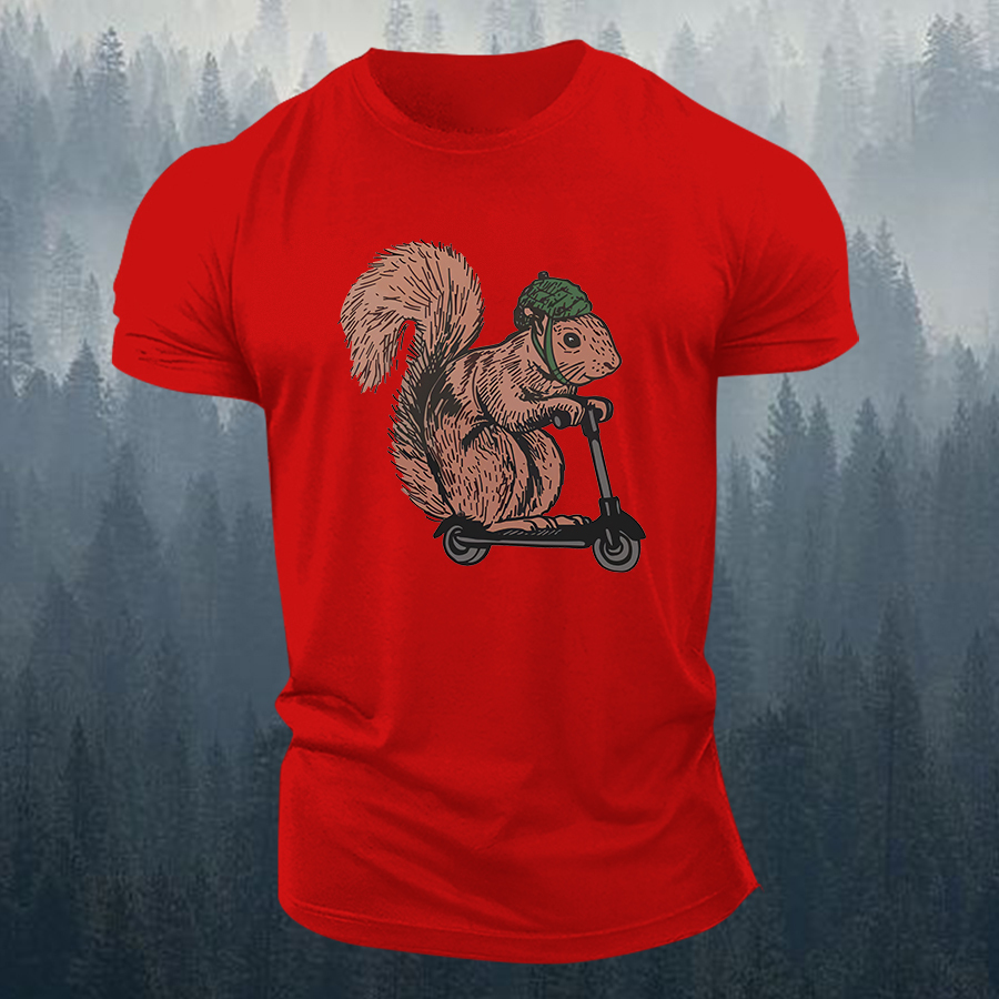 Squirrel Riding Printed Men's T-shirt