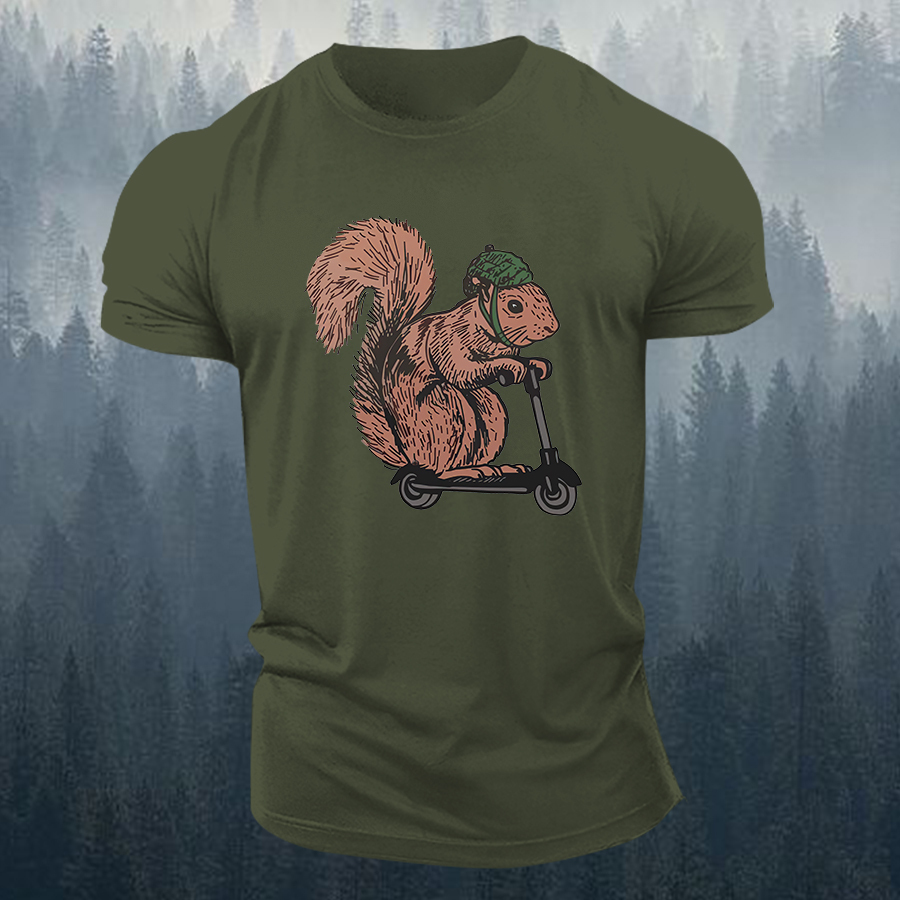 Squirrel Riding Printed Men's T-shirt